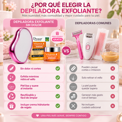 Depiladora Exfoliante de Cristal + Crema Hidratante Vitamina C de Regalo 🎁