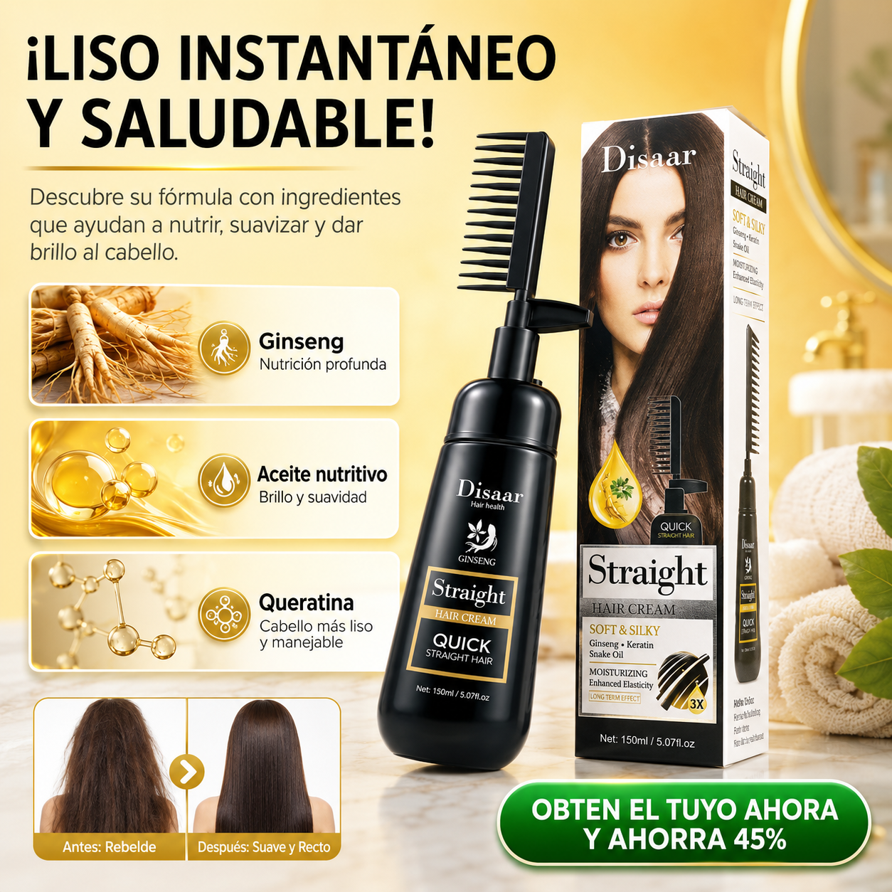 Disaar SilkLiss™ | Crema Alisadora con Peine Integrado
